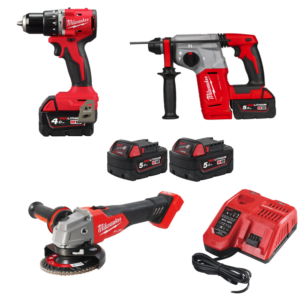 MILWAUKEE M18PPA3-502    KIT 18V trapano + tassellatore + smerigliatrice