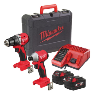 Kit Milwaukee M18 CBLPP2A-402C 4933464536 | Trapano + Avvitatore impulsi