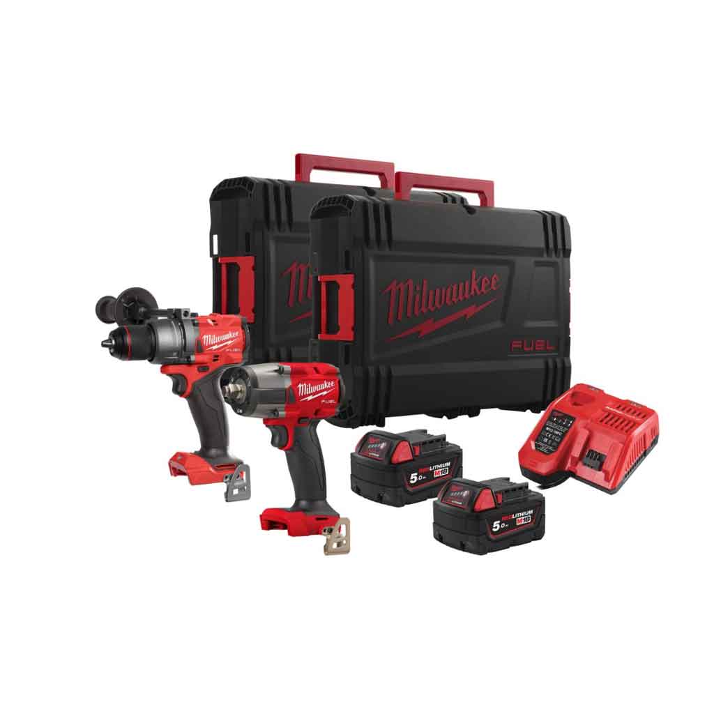Milwaukee kit M18 FPP2F3-502X TRAPANO A PERCUSSIONE + AVVITATORE AD IMPULSI 1/2" (4933492518)
